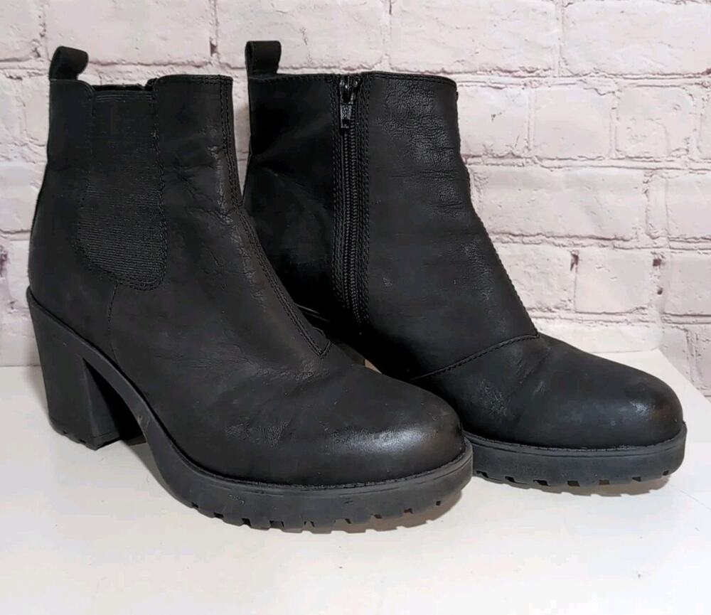 Vagabond Boots Womens 10 Nubuck Leather Thick Chunky Platform Lug Sole Side Zip